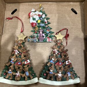 Vintage HOLLY BEARIES CHRISTMAS TREE ORNAMENT WITH BEARS KURT S ADLER Set Of 3